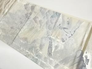 寺院に庭園風景模様織出し袋帯